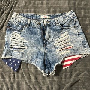 Distressed American flag shorts